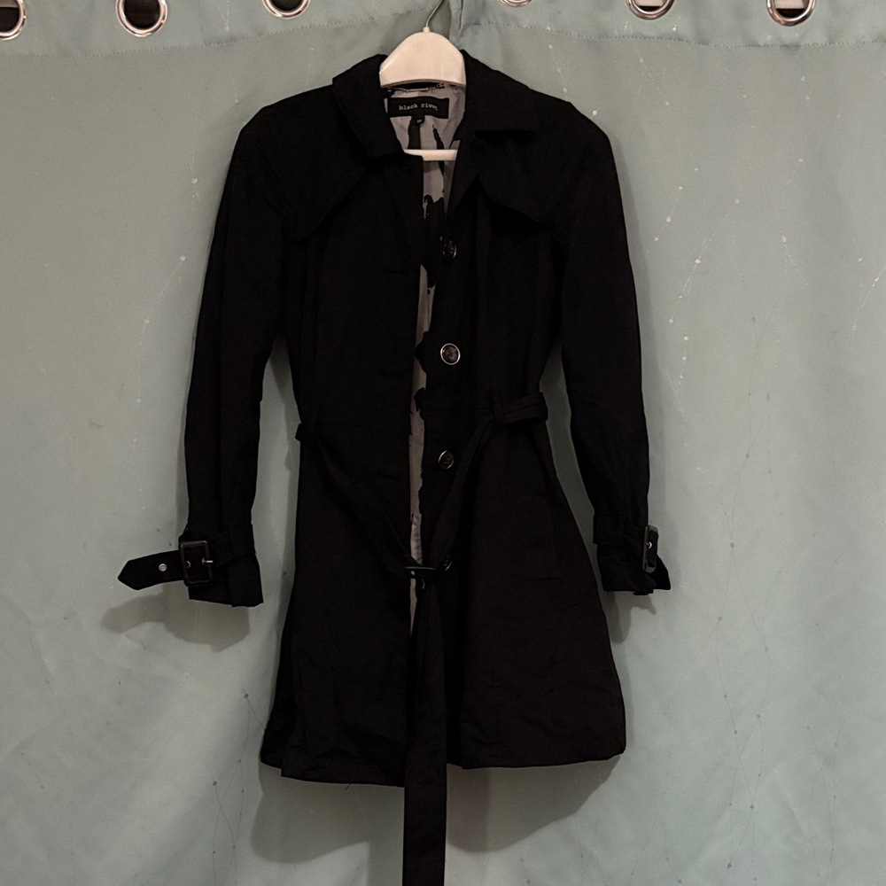 Black Rivet Classic Black Trench Coat